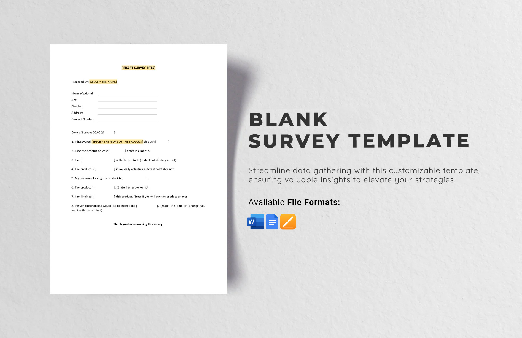 Blank Survey Template in Word, Pages, Google Docs - Download | Template.net