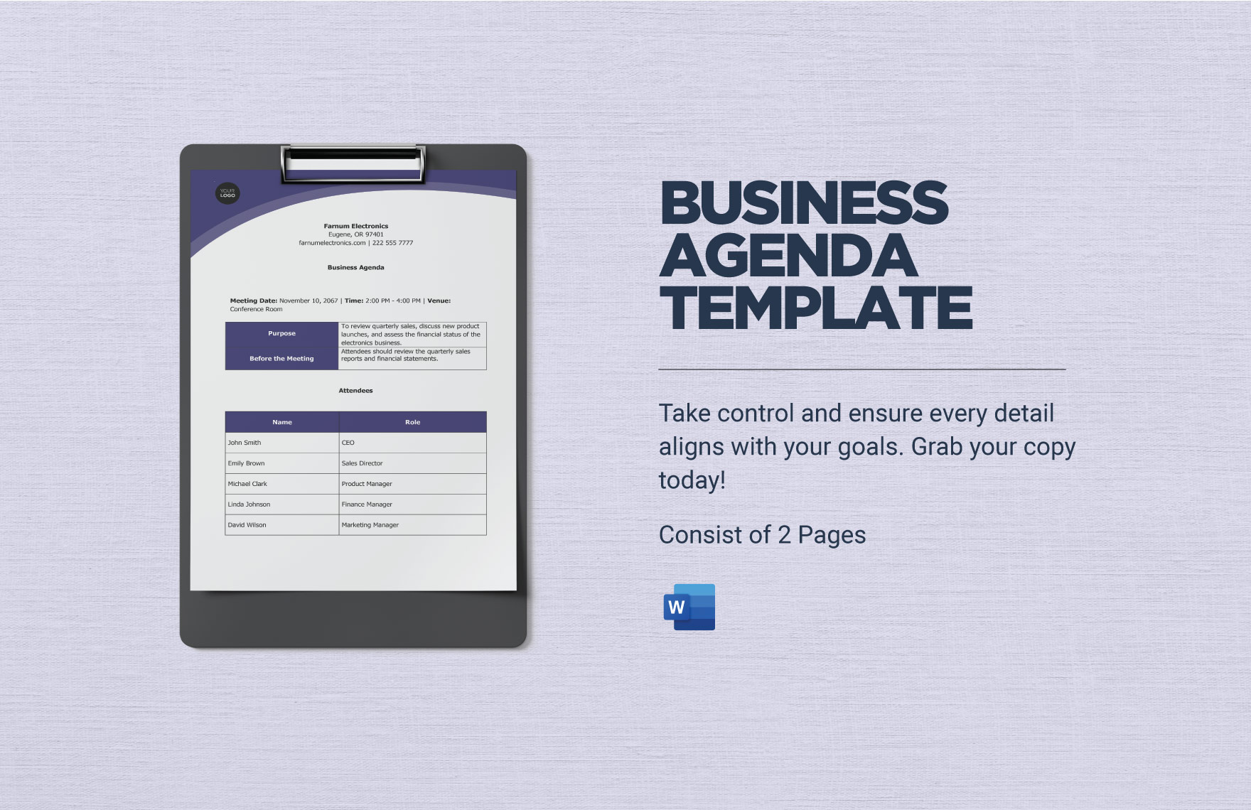 Business Agenda Template in Pages, Google Docs, Word - Download | Template.net