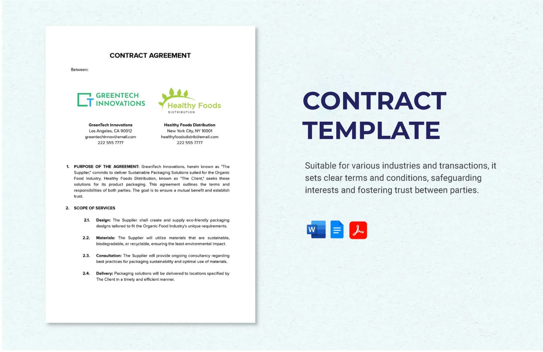 Contract Template in Word, PDF, Google Docs - Download | Template.net