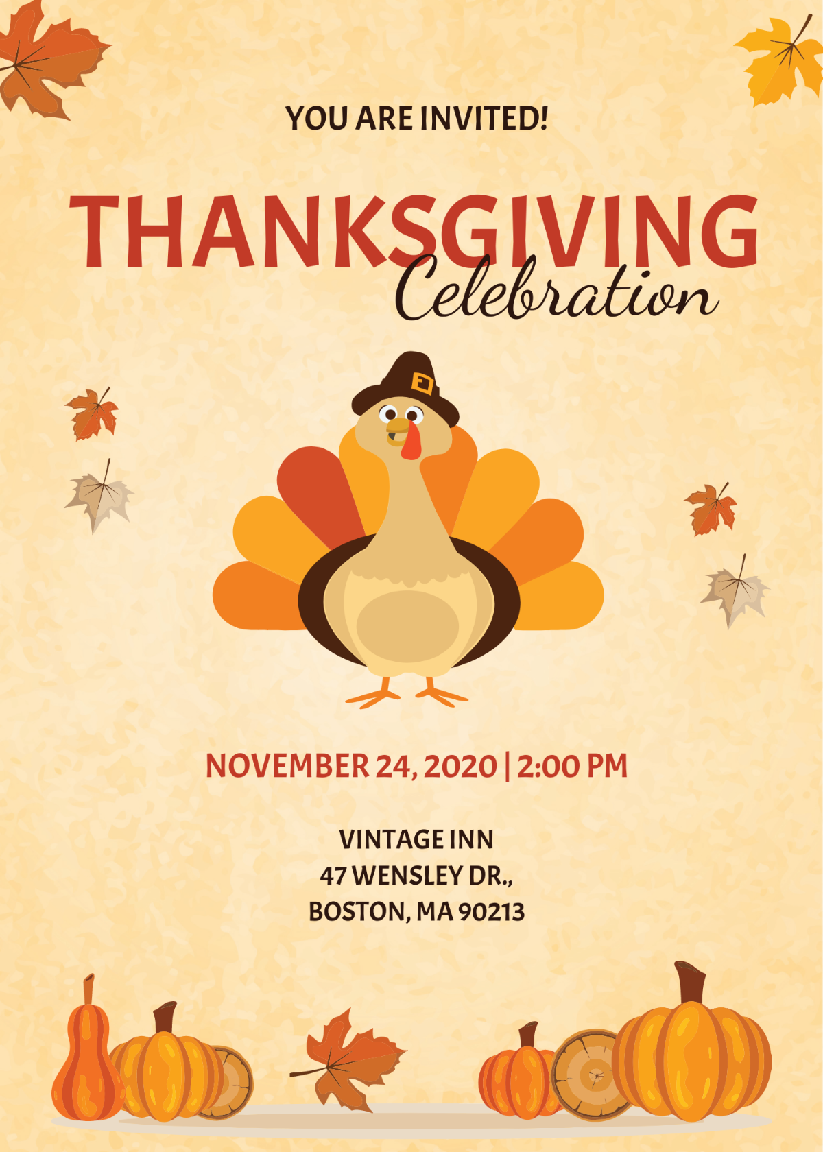 Vintage Thanksgiving Event Celebration Invitation Template - Edit Online & Download