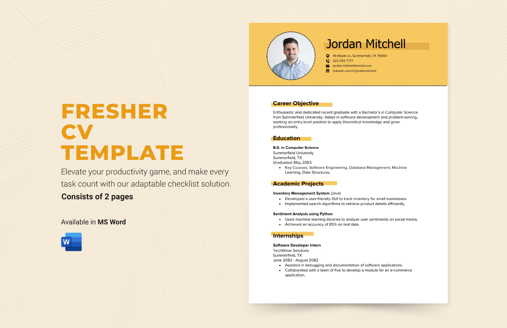 Fresher CV Template in Word - Download | Template.net