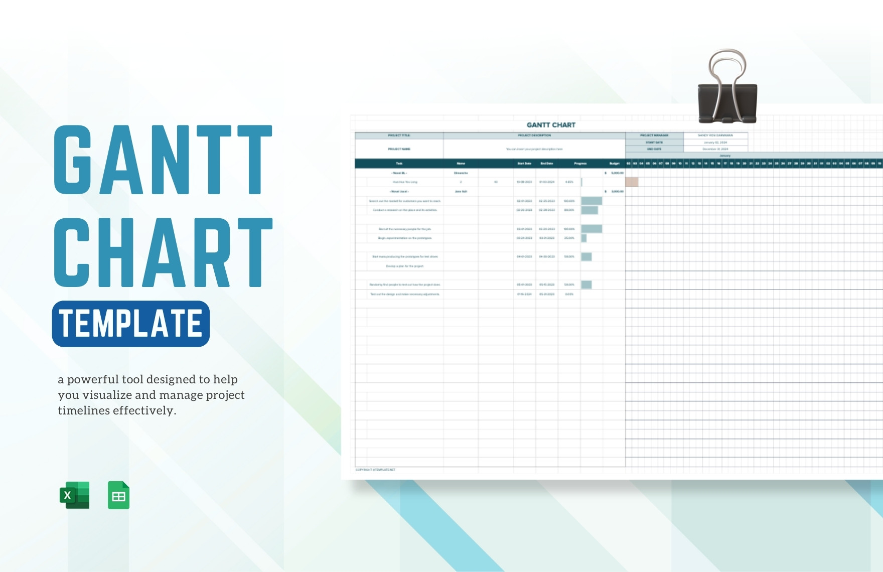 Gantt Chart Template in Excel, Google Sheets - Download | Template.net