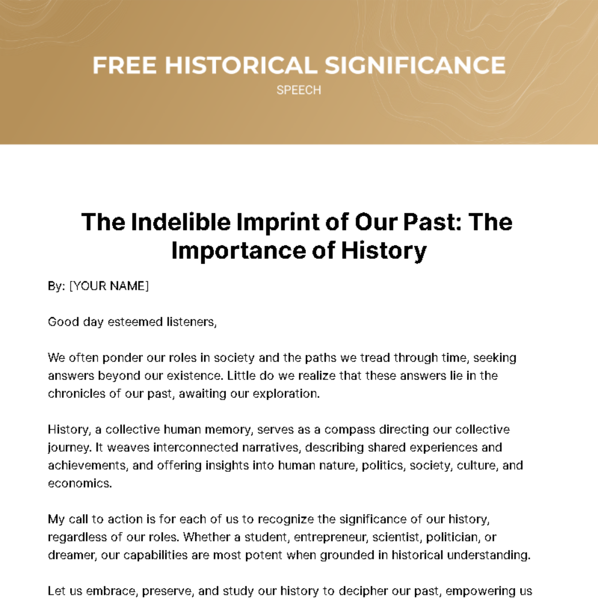 Historical Significance Speech Template - Edit Online & Download