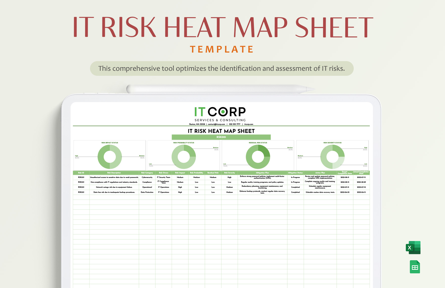 IT Risk Heat Map Sheet Template in Excel, Google Sheets - Download | Template.net