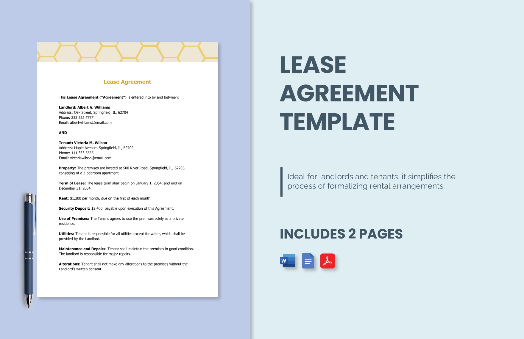 Lease Agreement Template in Word, PDF, Google Docs - Download | Template.net
