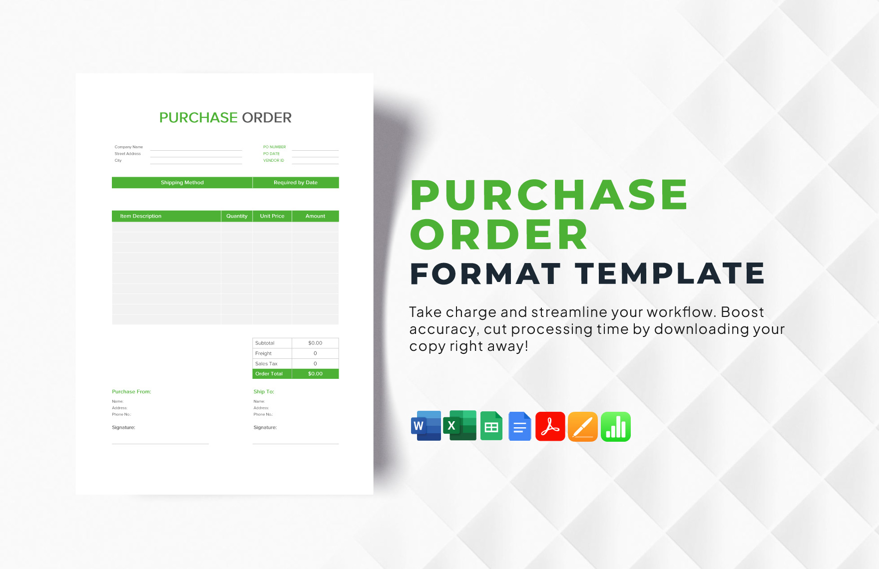Purchase Order Format Template in Pages, Word, PDF, Excel, Apple Numbers, Google Docs, Google Sheets - Download | Template.net