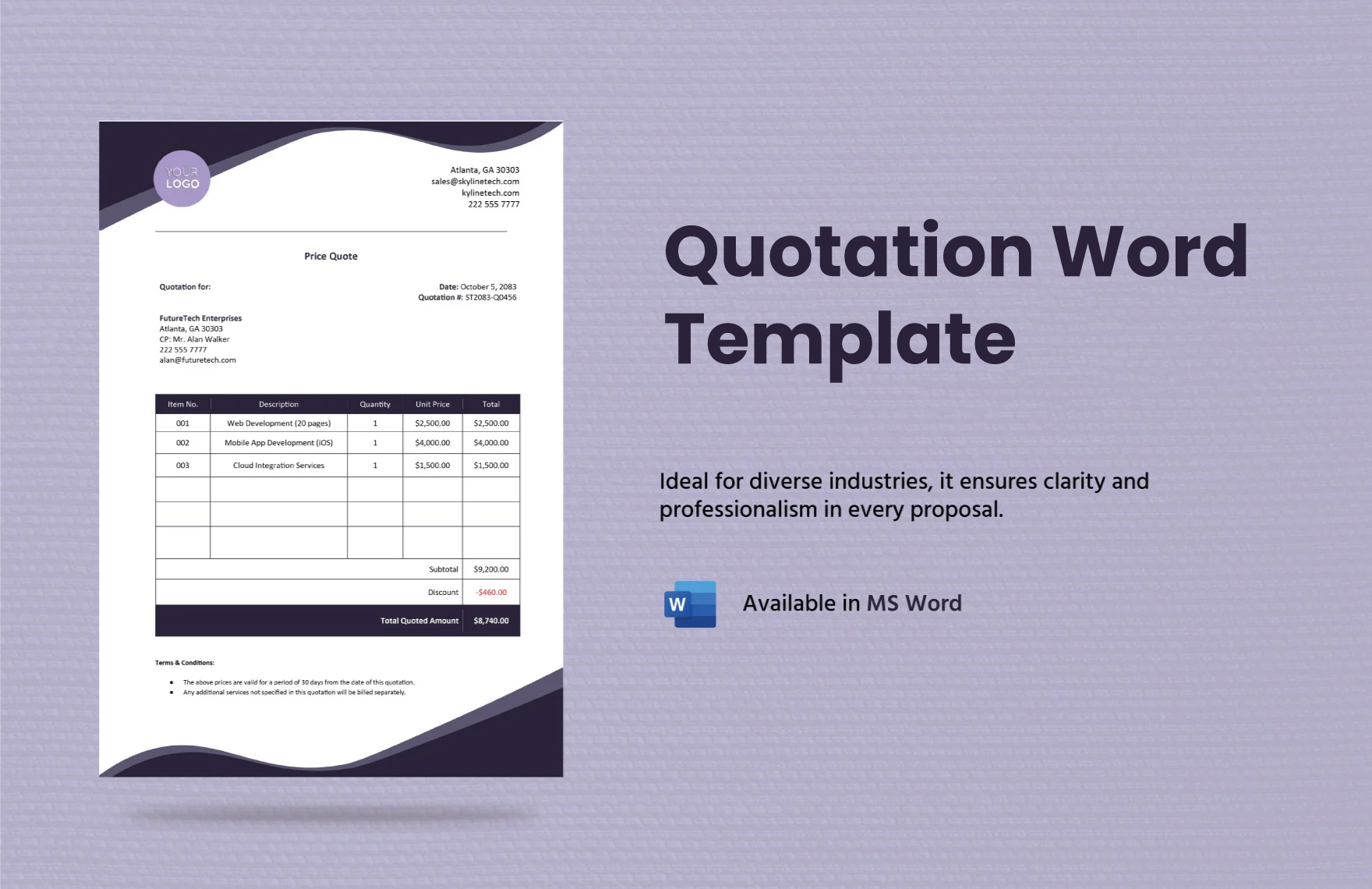 Quotation Word Template in Word, Pages - Download | Template.net