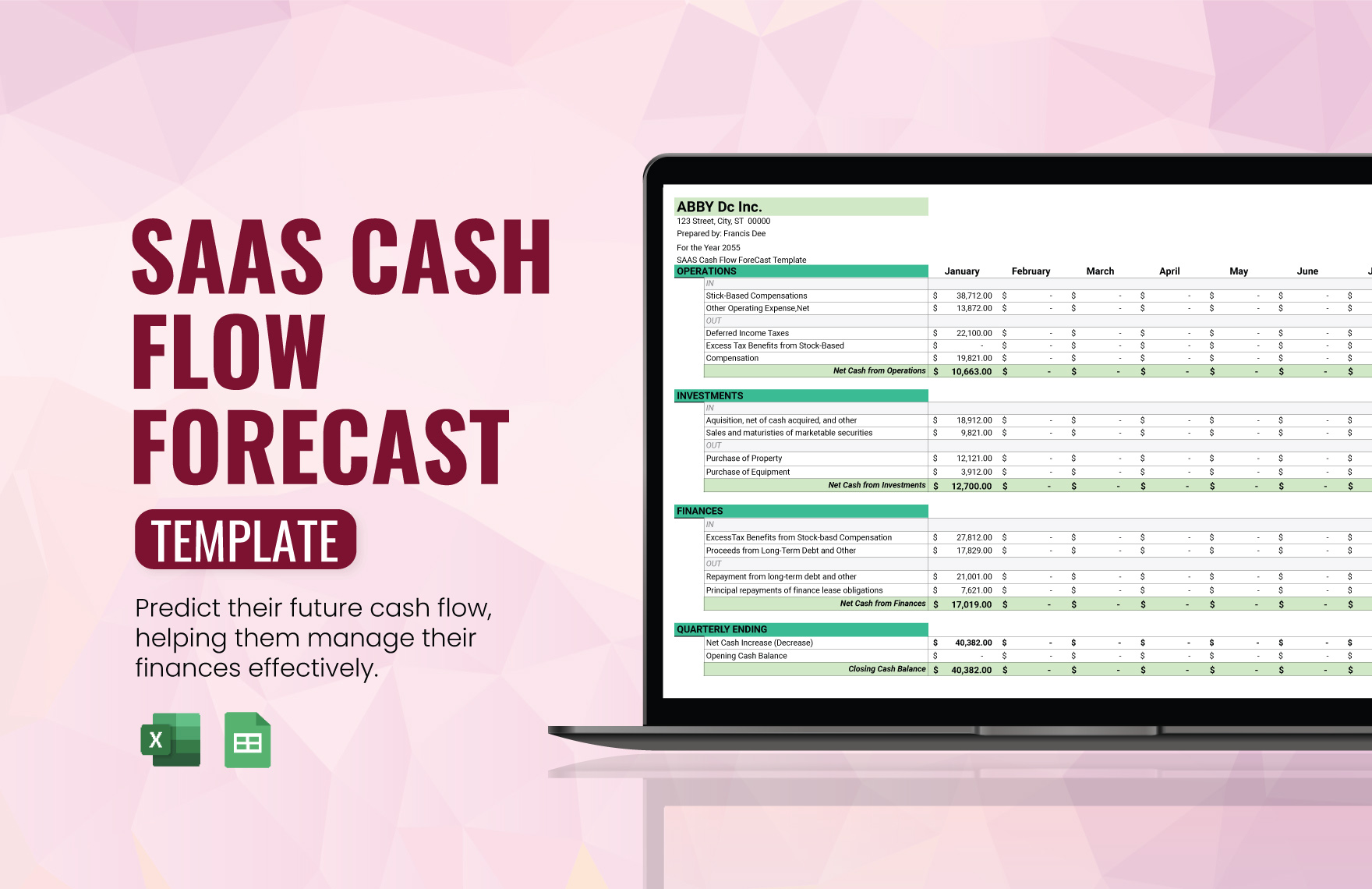 SaaS Cash Flow Forecast Template in Excel, Google Sheets - Download | Template.net