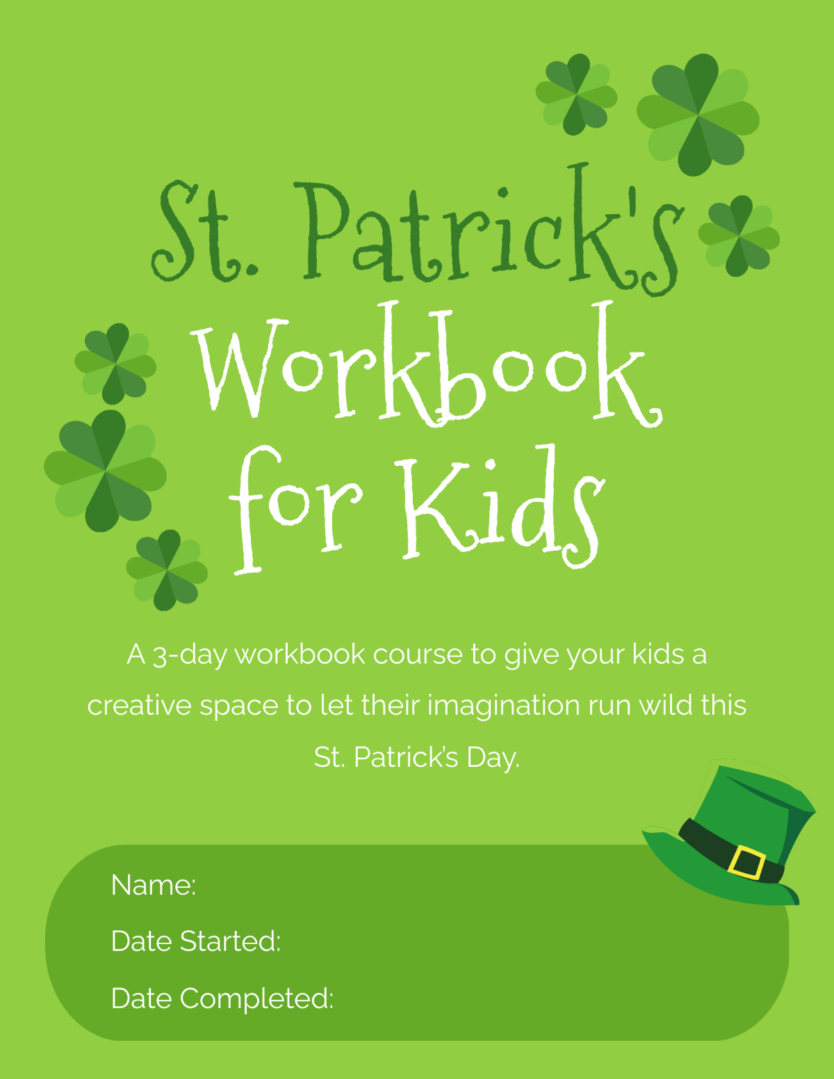 St. Patrick's Day Workbook For Kids Template - Edit Online & Download