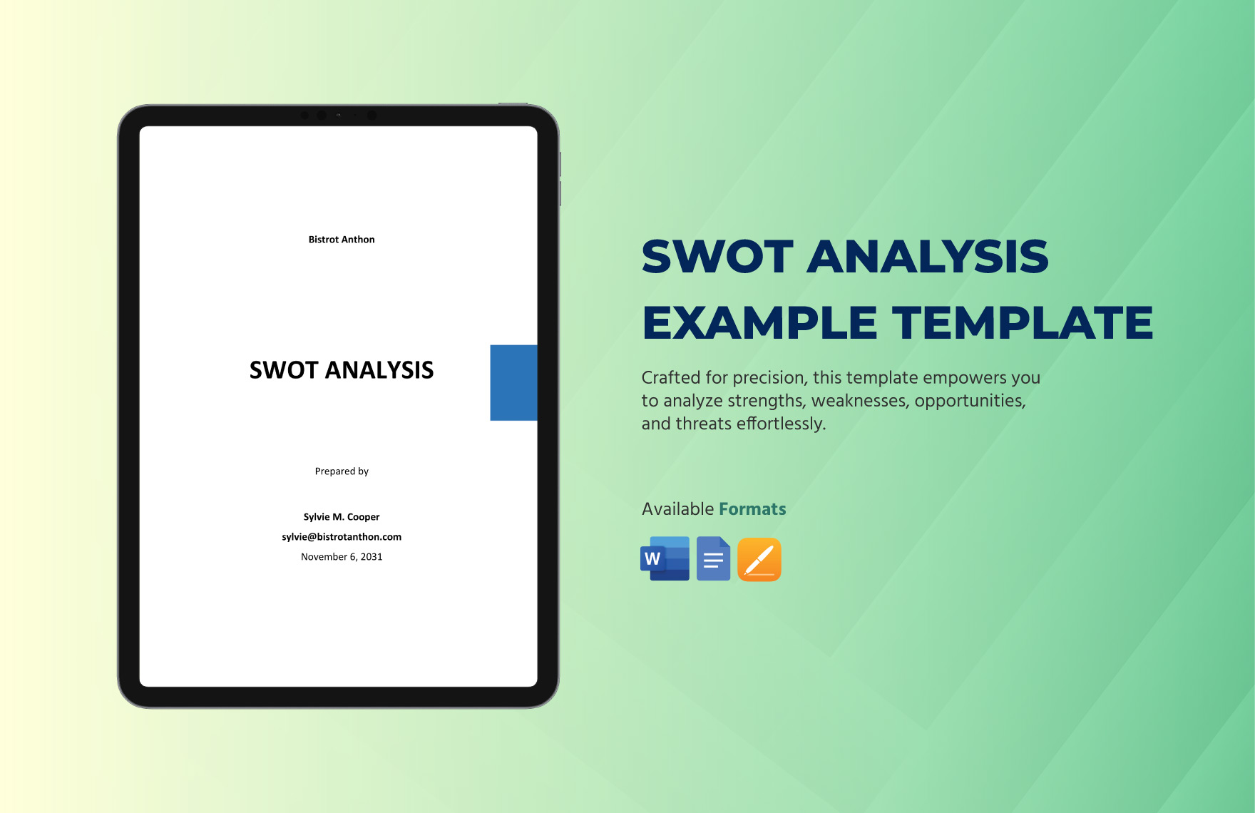 SWOT Analysis Example Template in Pages, Word, Google Docs - Download | Template.net