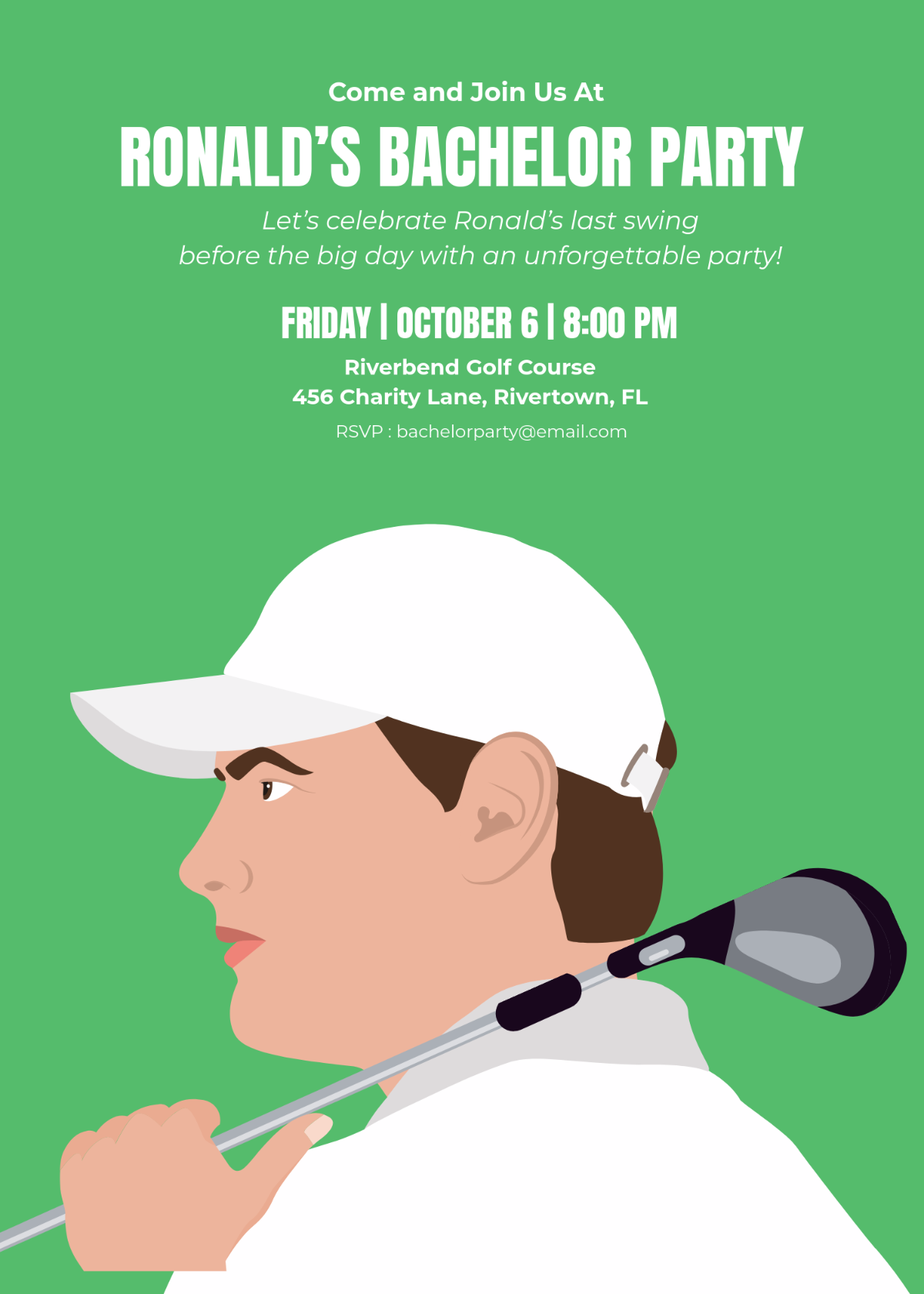 Bachelor Birthday Golf Invitation Template - Edit Online & Download