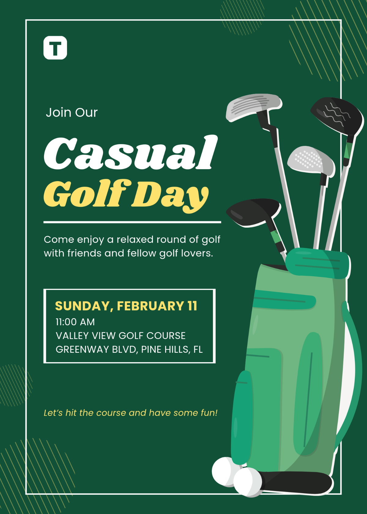 Casual Golf Invitation Template - Edit Online & Download