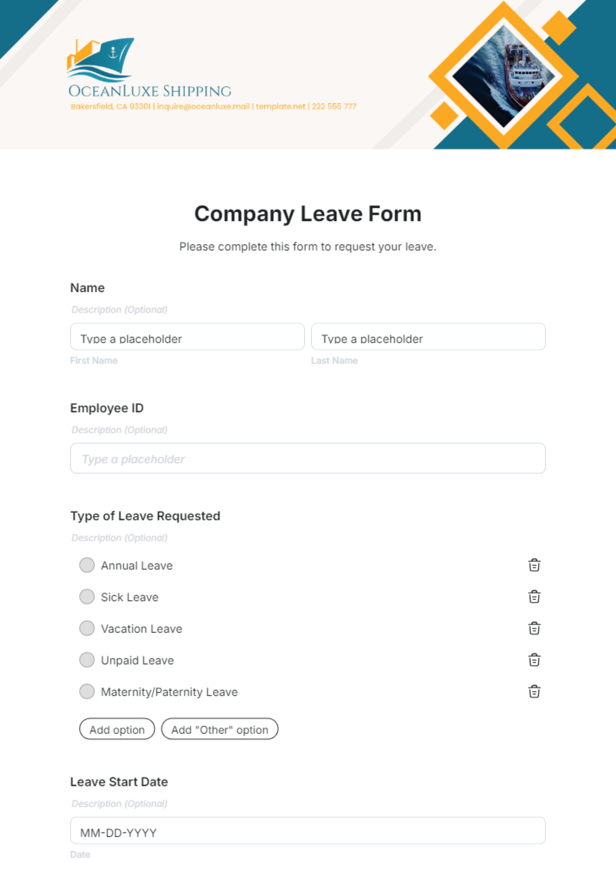Company Leave Form Template - Edit Online & Download