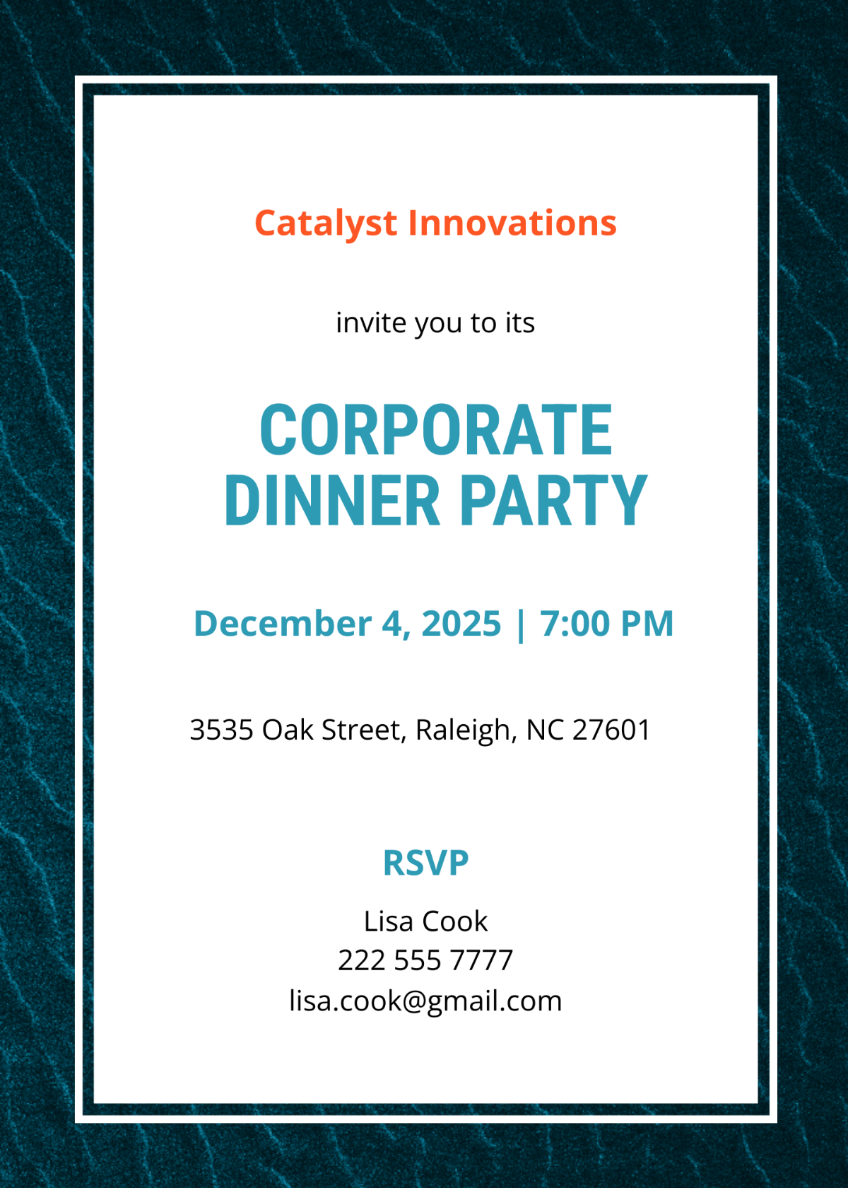 Corporate Dinner Party Invitation Template - Edit Online & Download