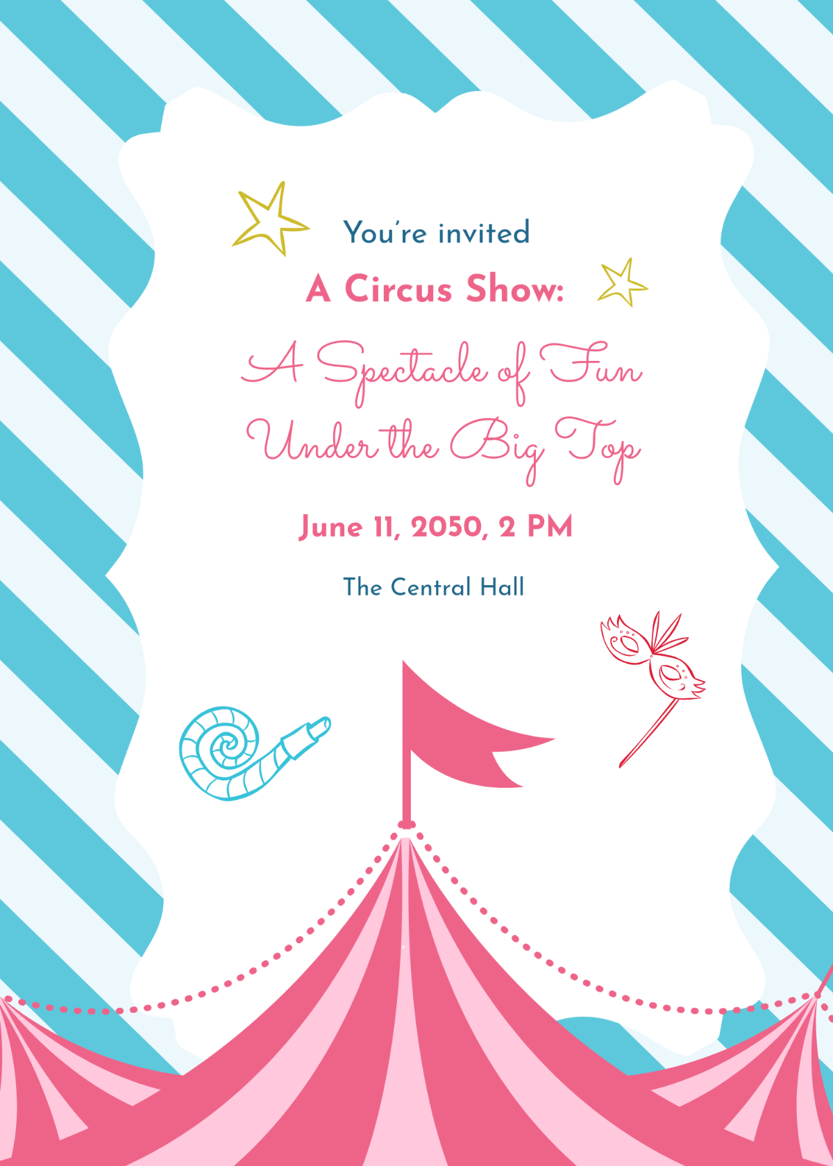 Customizable Circus Invitation Template - Edit Online & Download