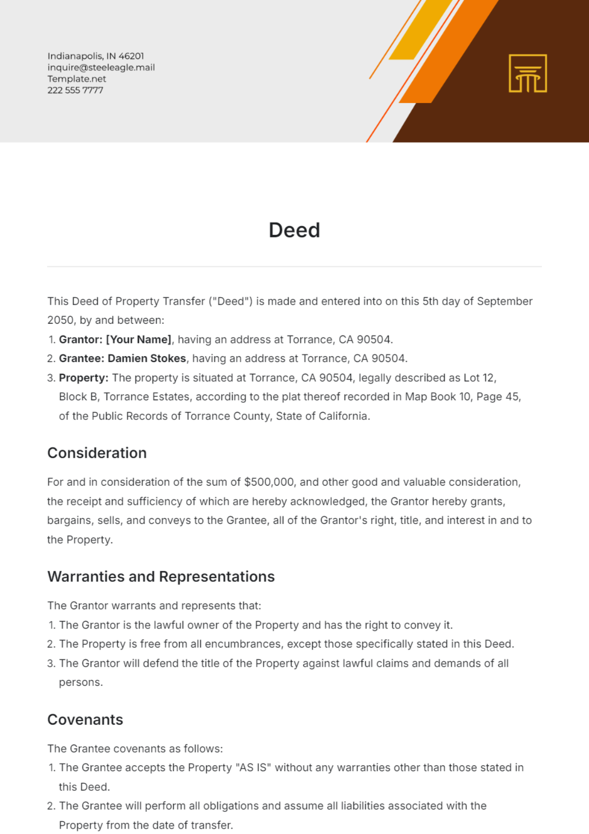 Deed Template - Edit Online & Download