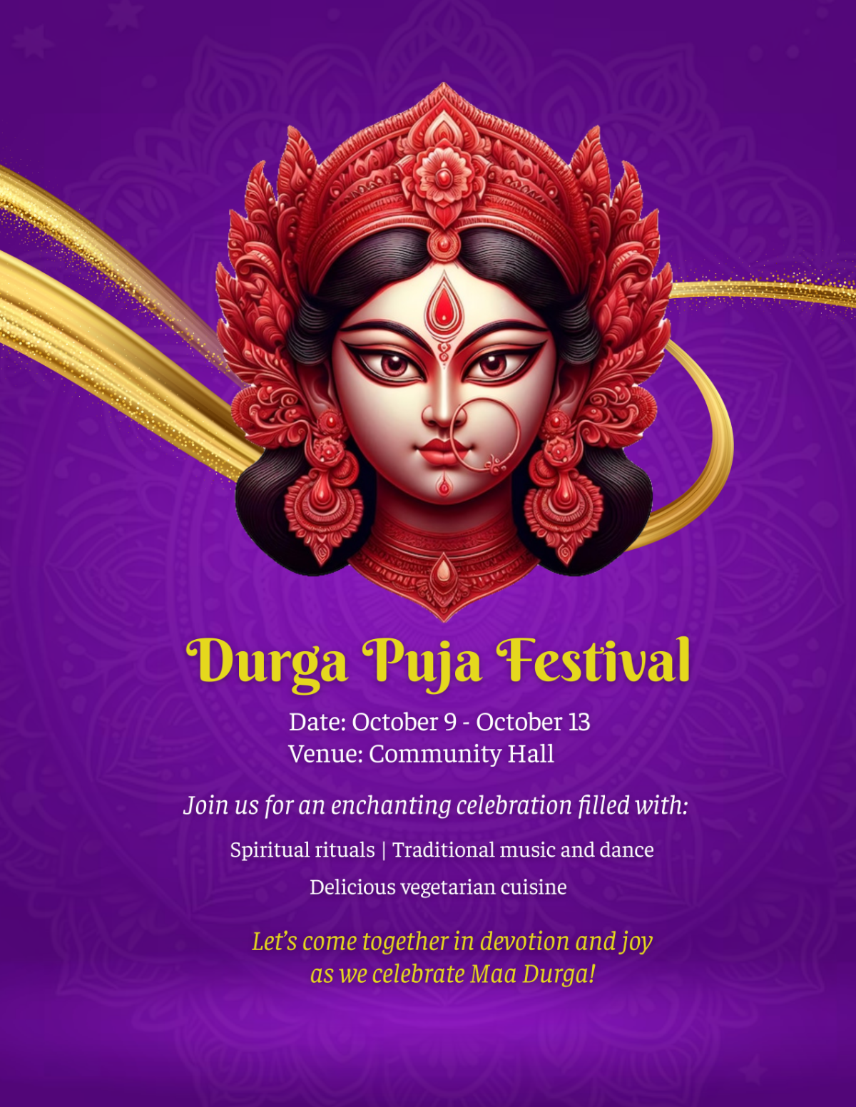 Durga Puja Flyer Template - Edit Online & Download