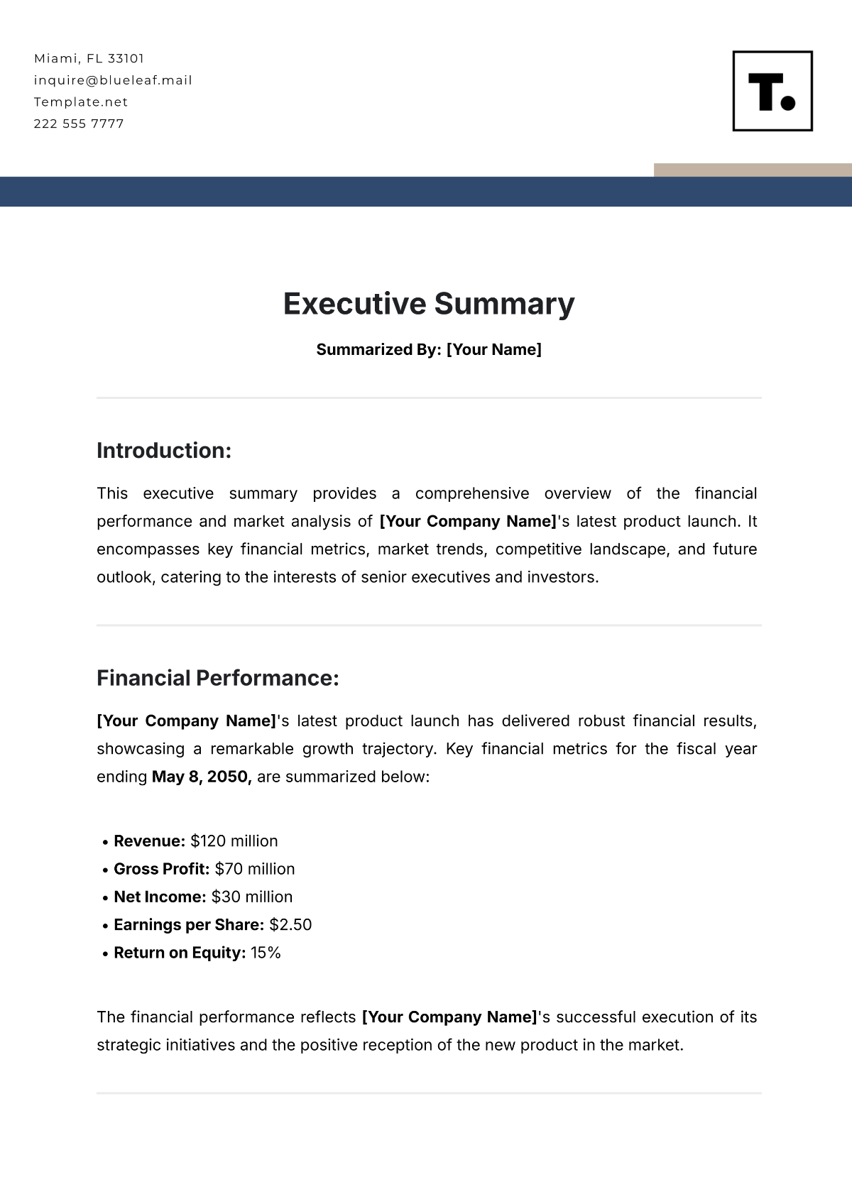Executive Summary Template - Edit Online & Download