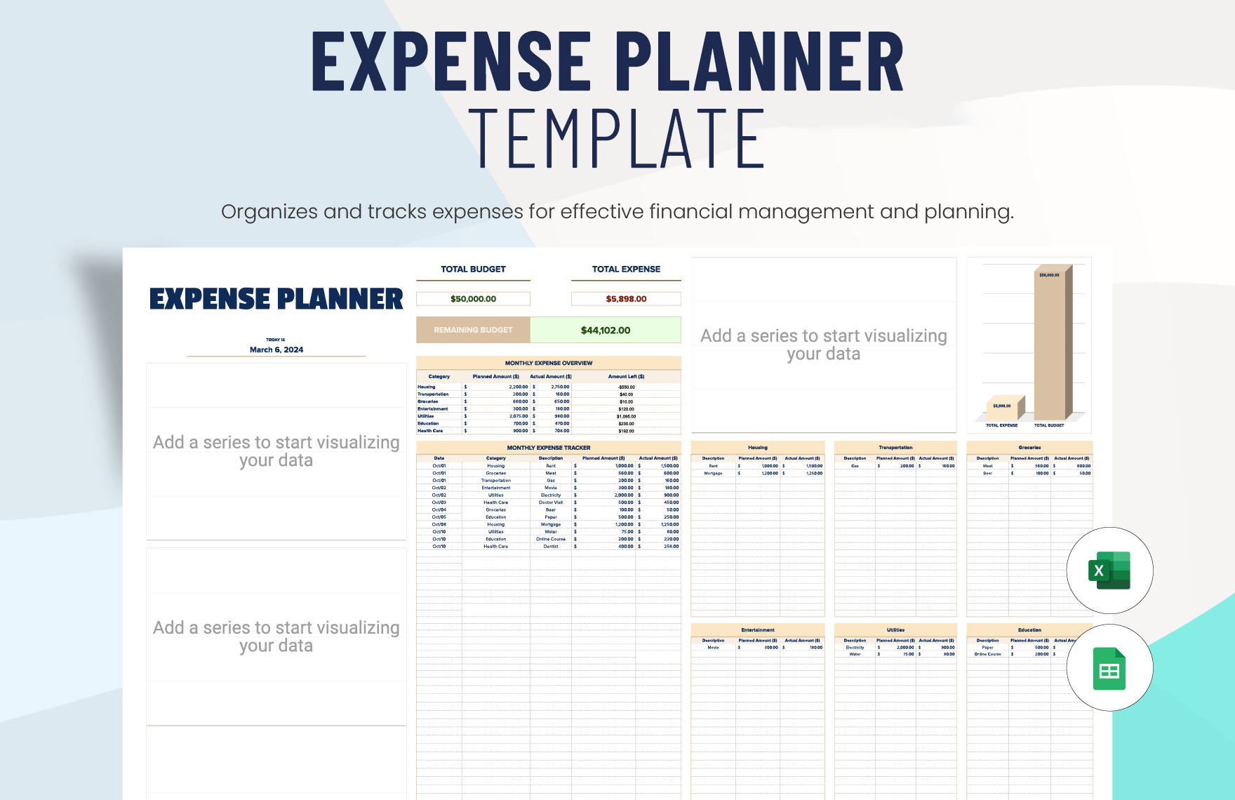 Expense Planner Template in Excel, Google Sheets - Download | Template.net