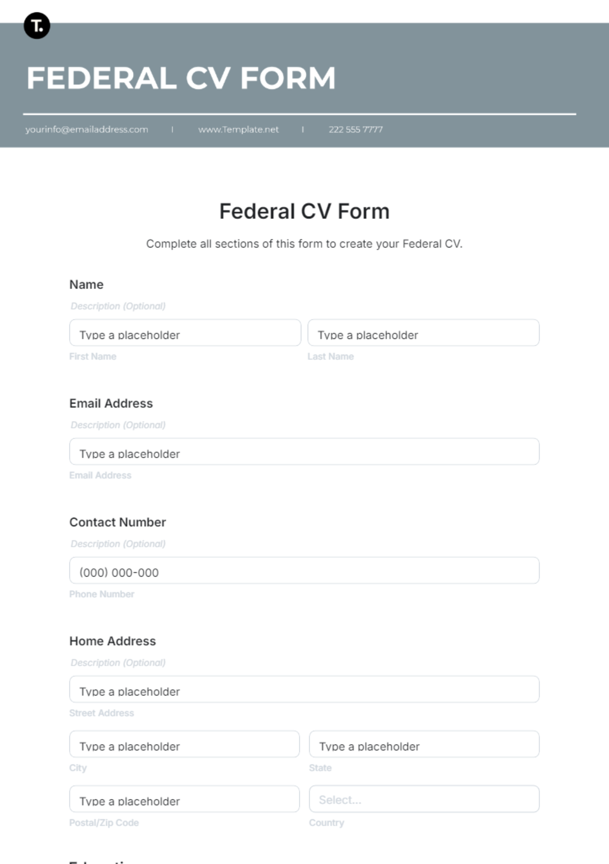 Federal CV Form Template - Edit Online & Download
