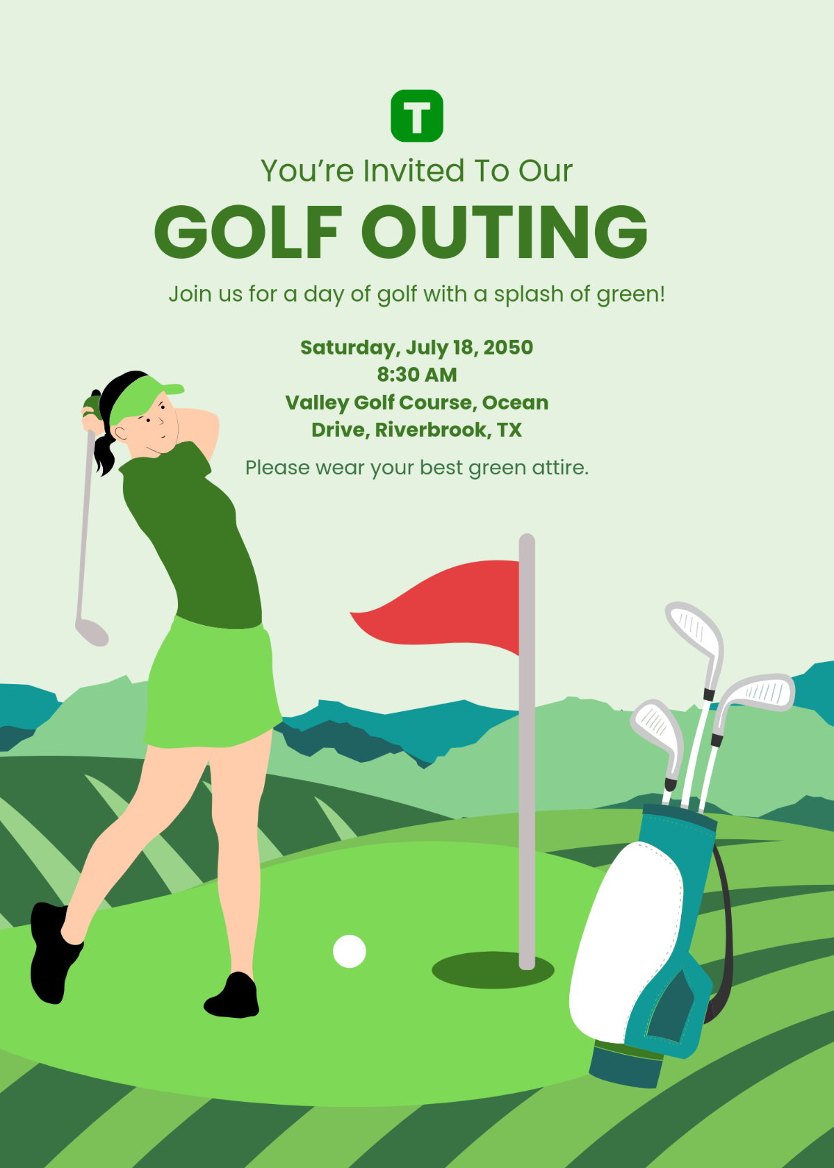 Green Golf Invitation Template - Edit Online & Download