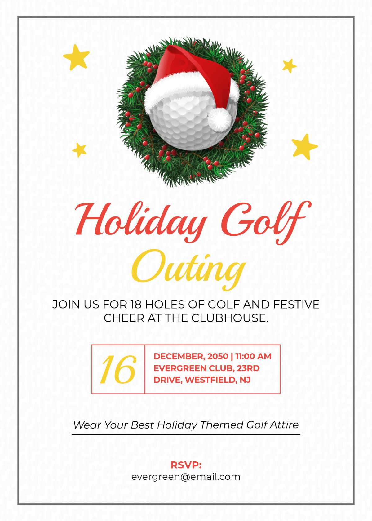 Holiday Golf Invitation Template - Edit Online & Download