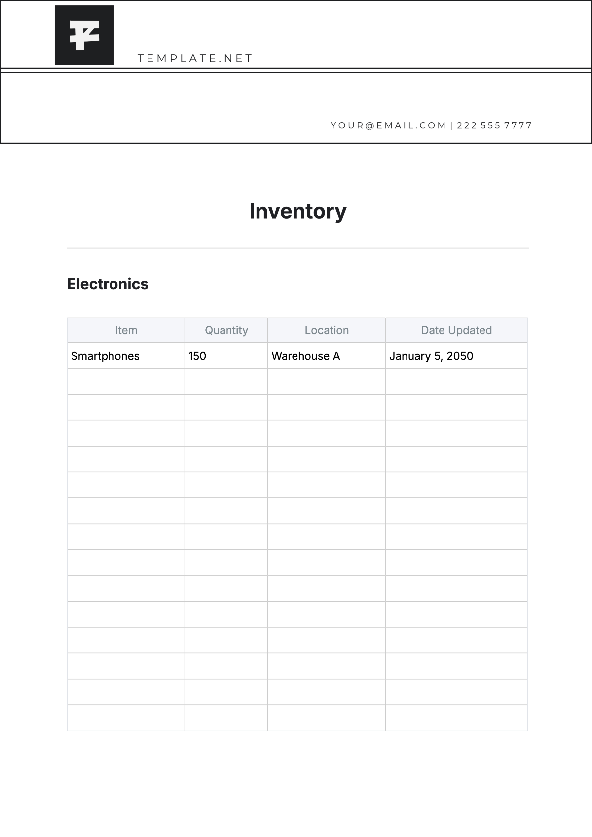 Inventory Template - Edit Online & Download