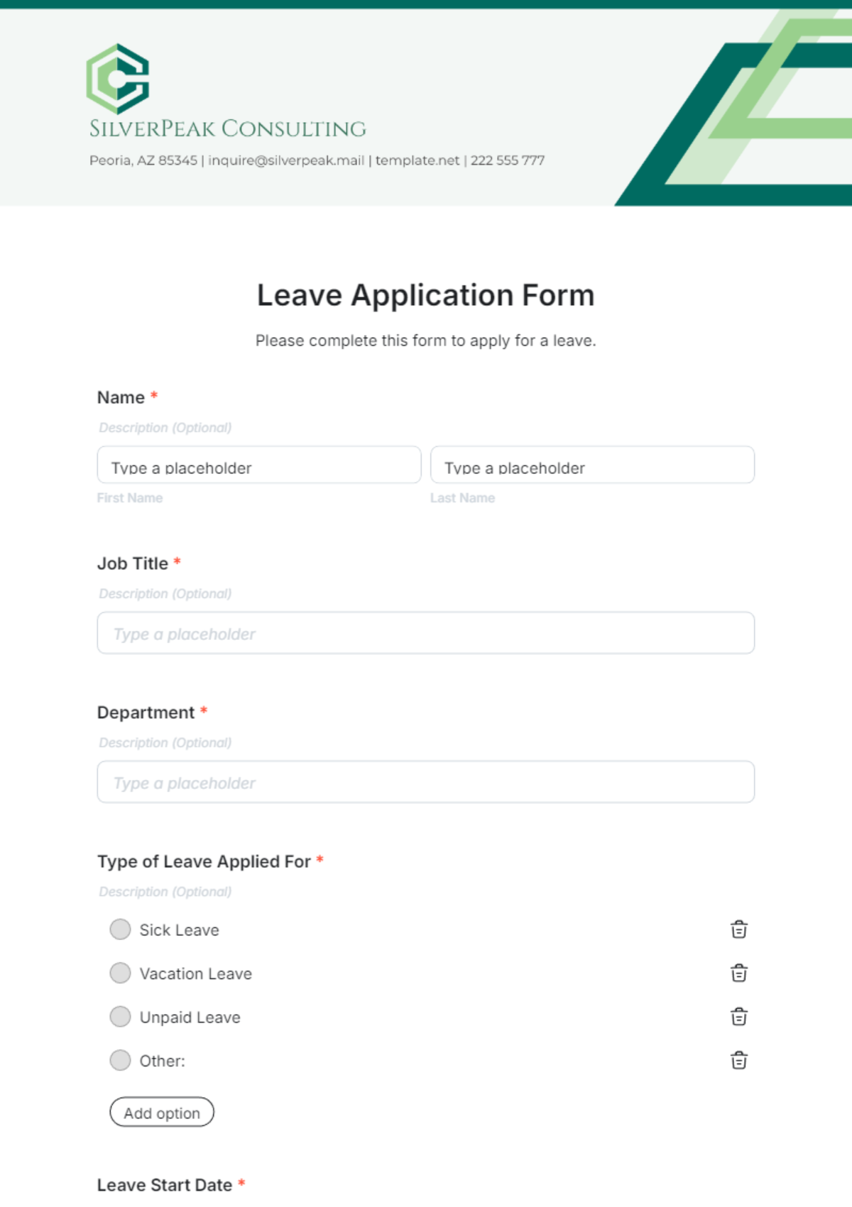 Leave Application Form Template - Edit Online & Download