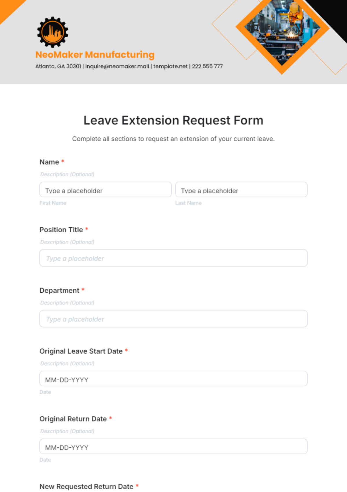 Leave Extension Request Form Template - Edit Online & Download