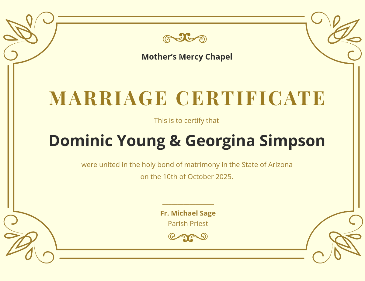 Marriage Certificate Template - Edit Online & Download