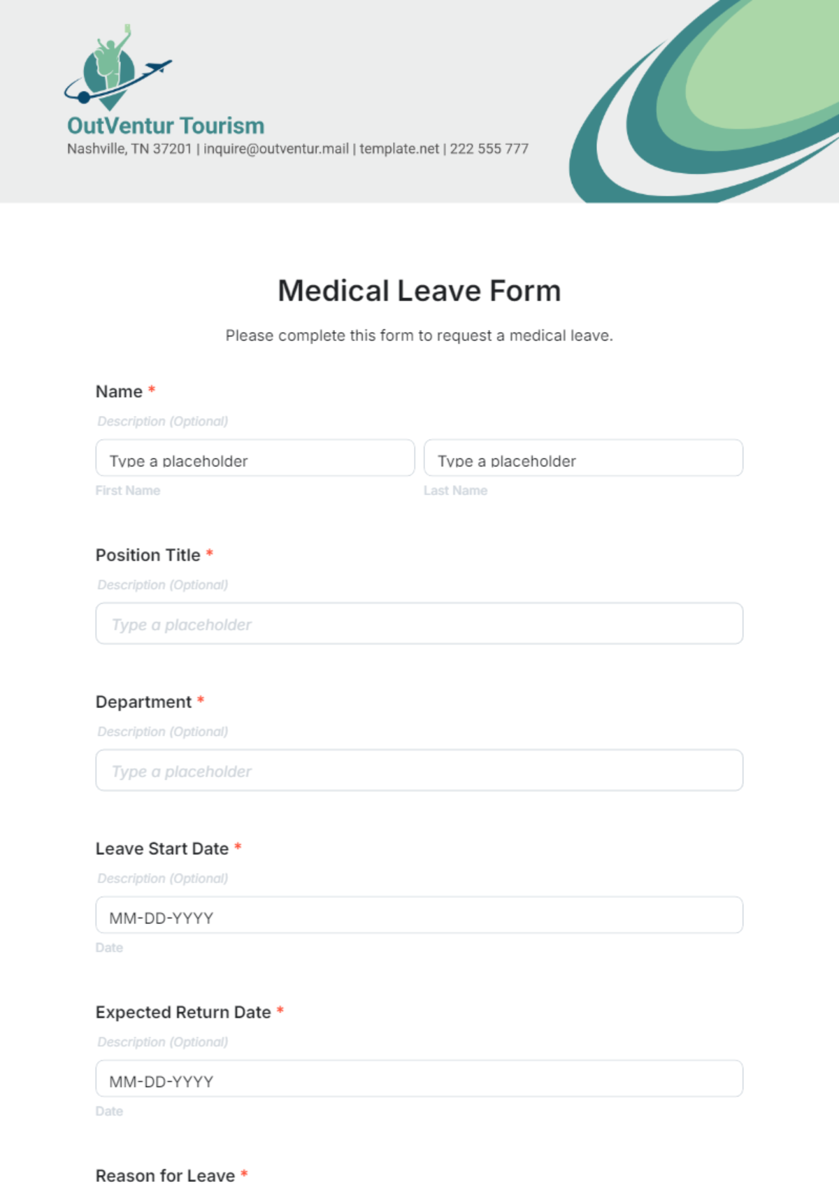 Medical Leave Form Template - Edit Online & Download