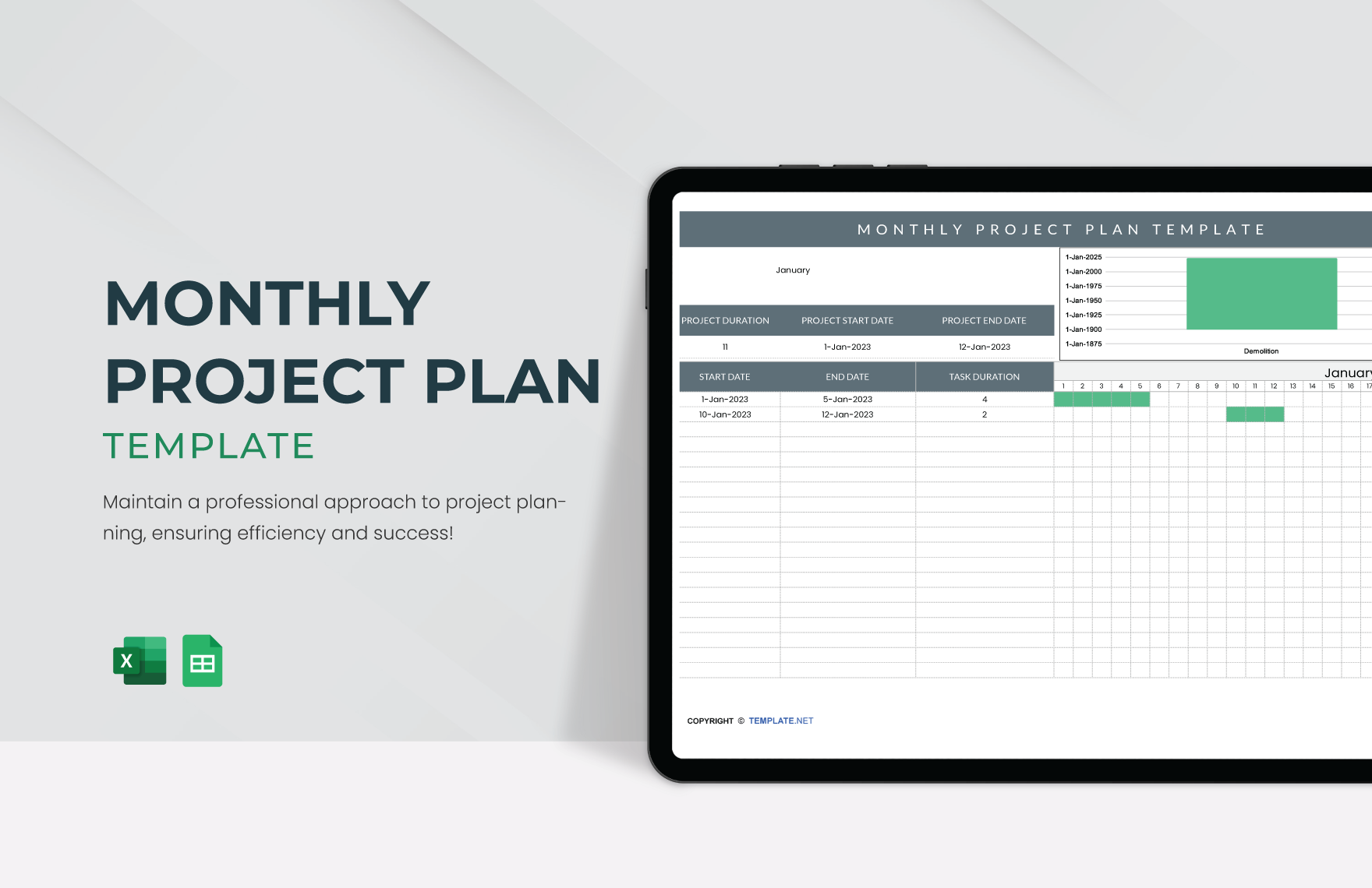 Monthly Project Plan Template in Excel, Google Sheets - Download | Template.net