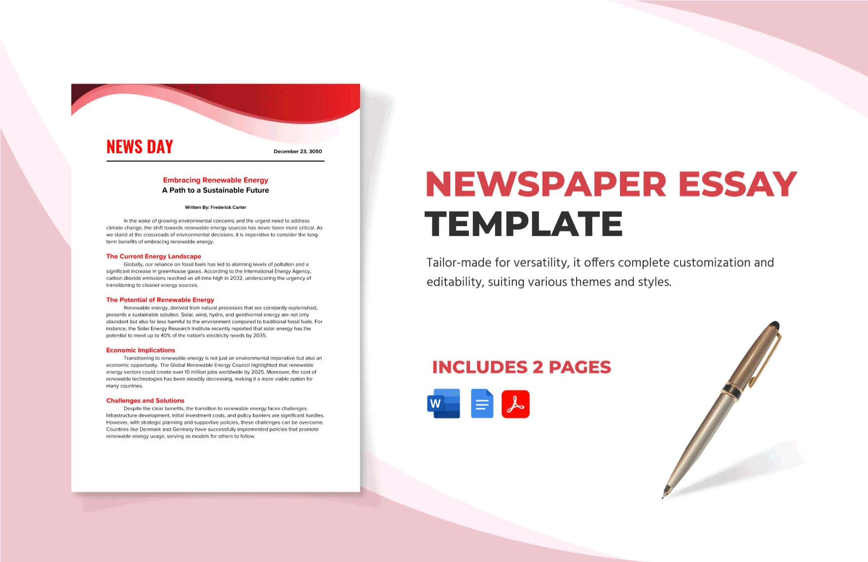 Newspaper Essay Template in Word, PDF, Google Docs - Download | Template.net