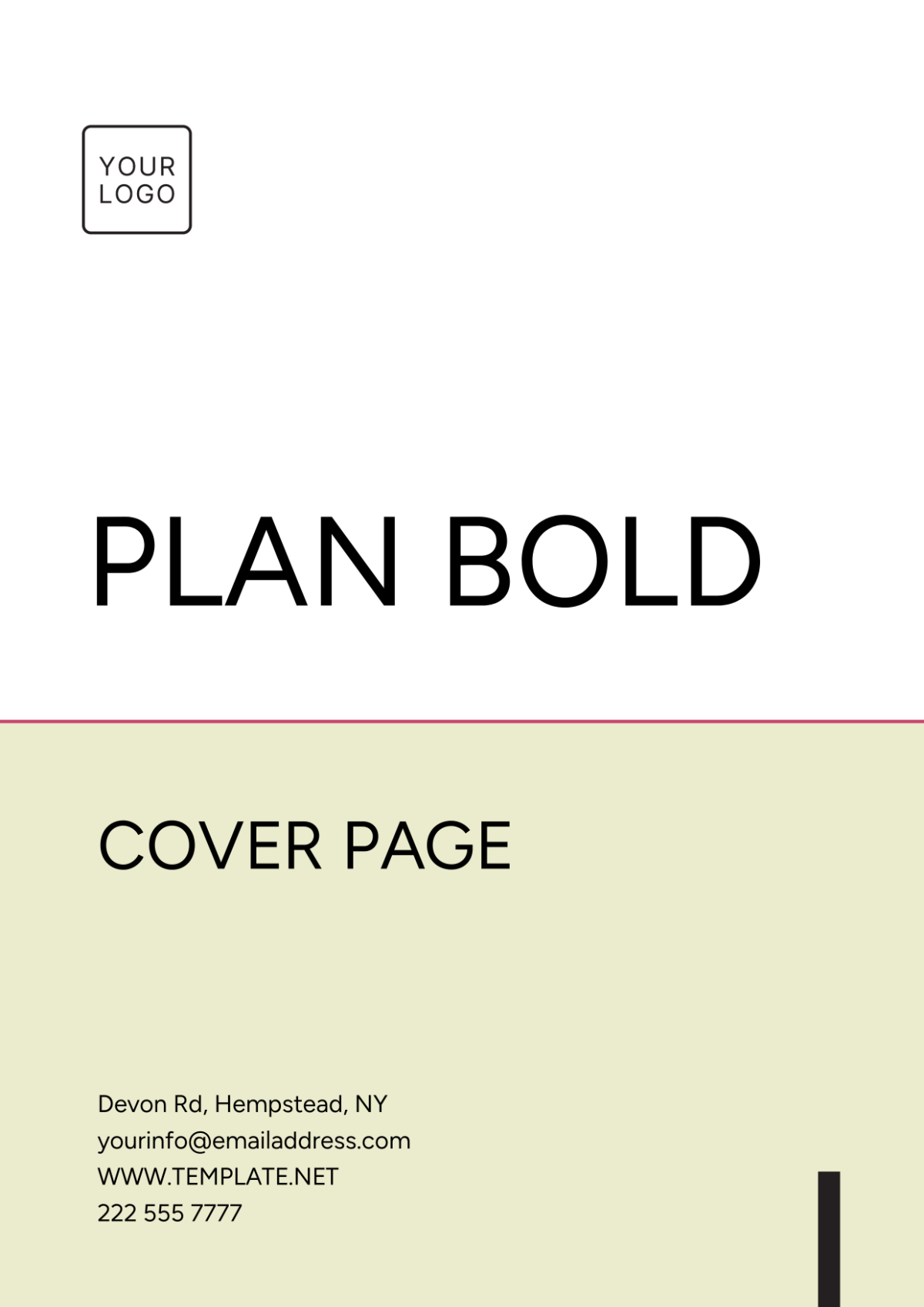 Plan Bold Cover Page Template - Edit Online & Download