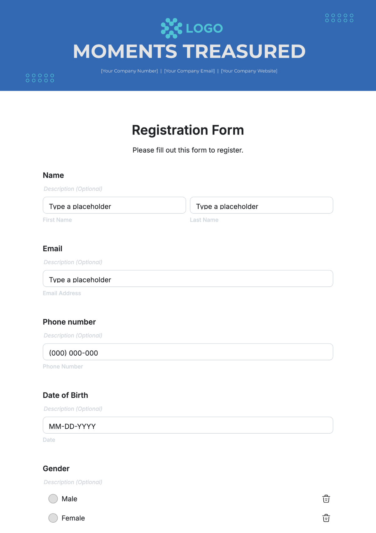 Registration Form Template - Edit Online & Download