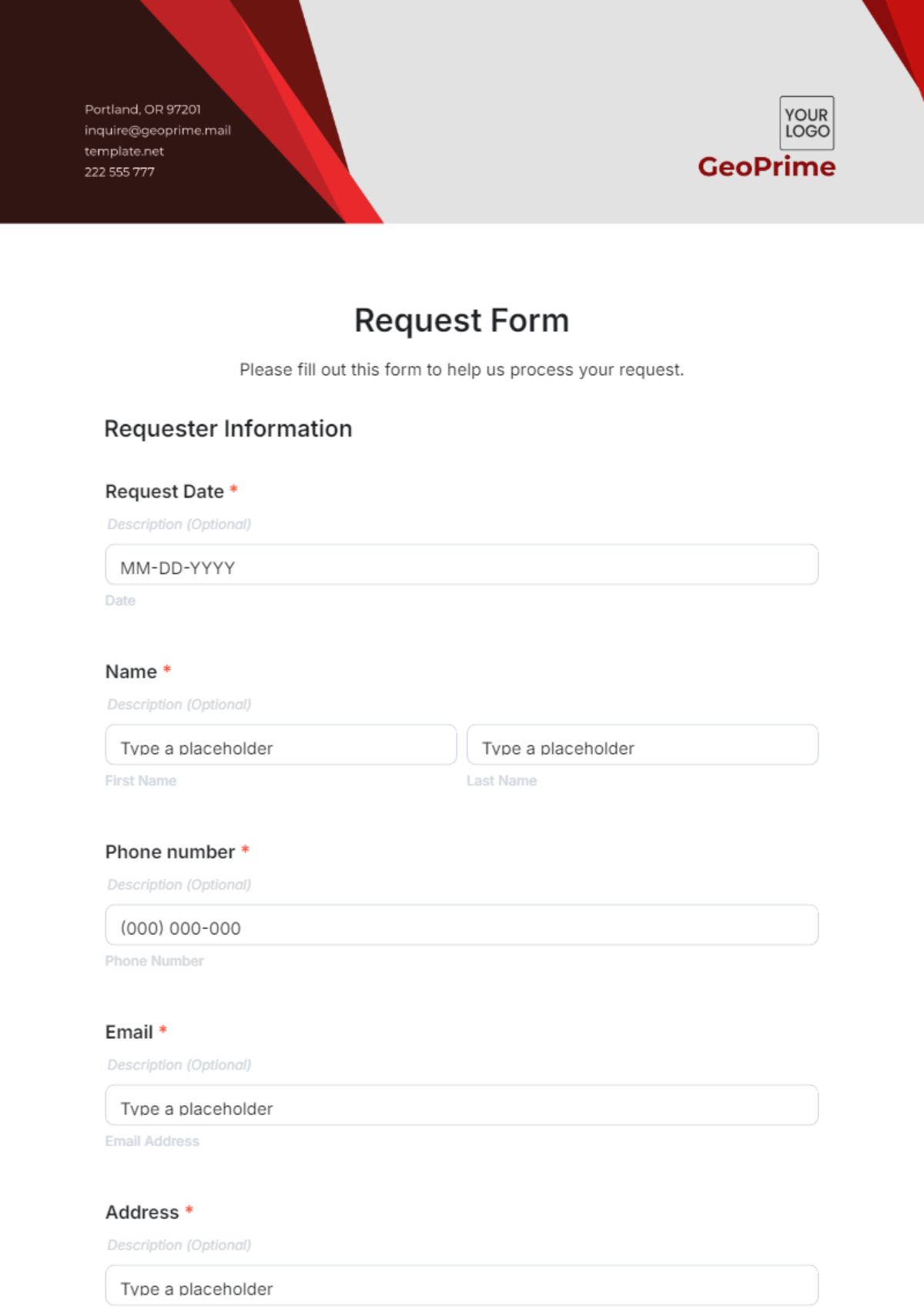 Request Form Template - Edit Online & Download