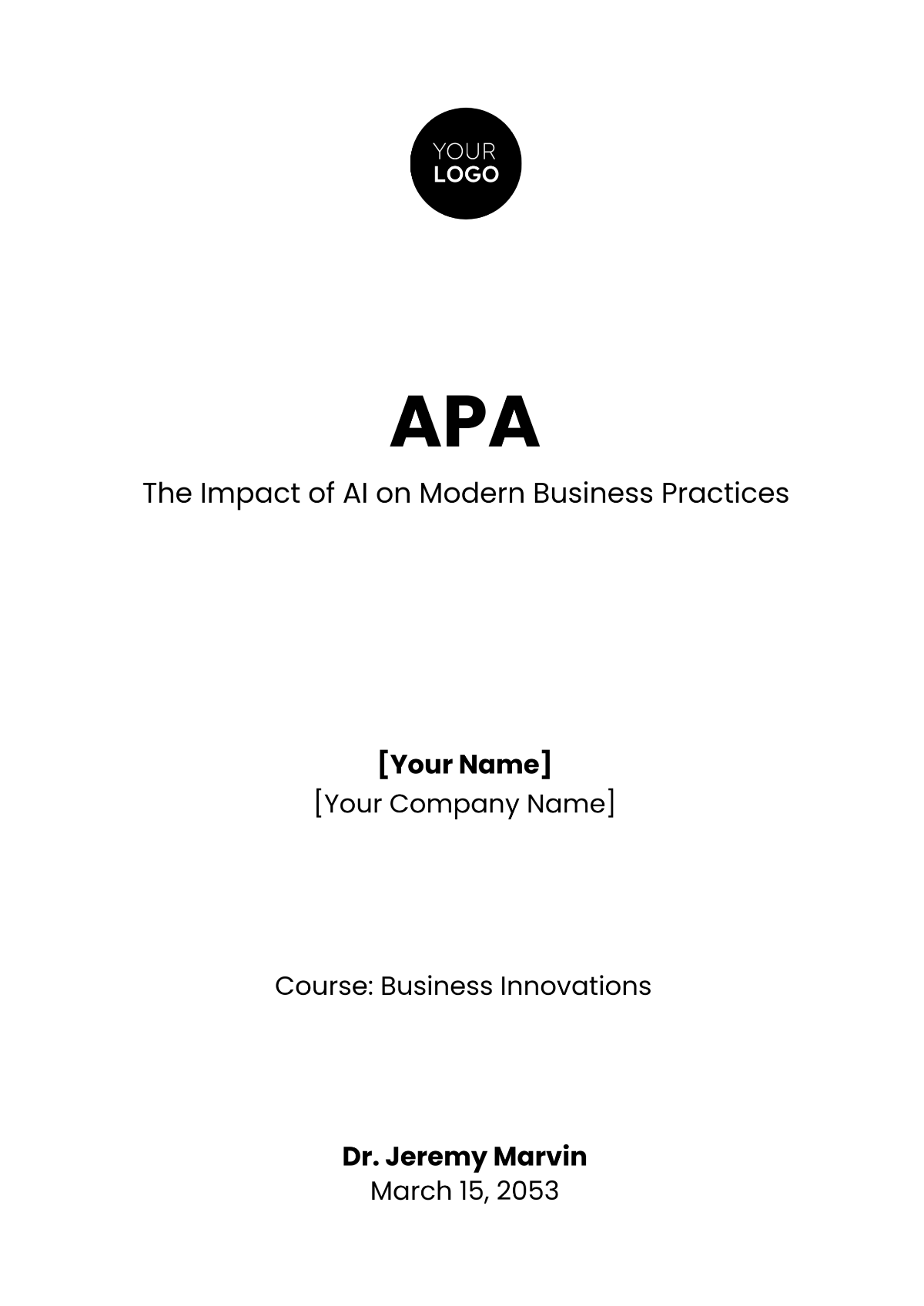 Simple APA Template - Edit Online & Download