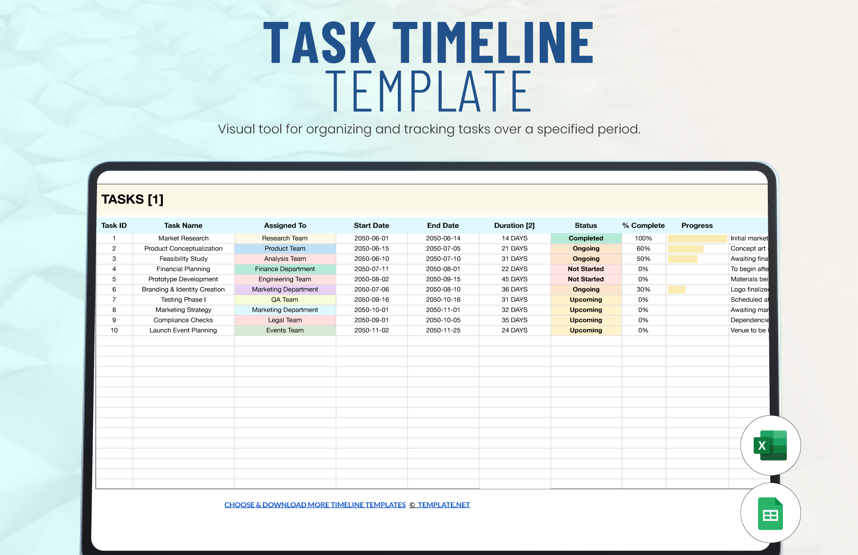 Task Timeline Template in Excel, Google Sheets - Download | Template.net
