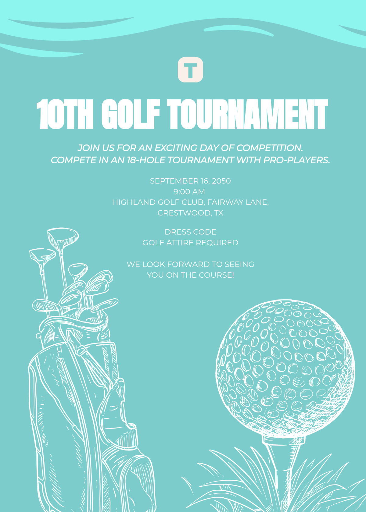 Turquoise Golf Invitation Template - Edit Online & Download